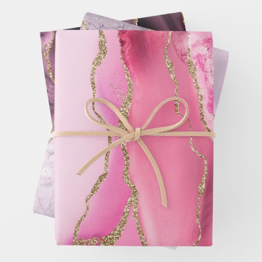 Feuilles papier d'emballage rose lilas violet (En situation)