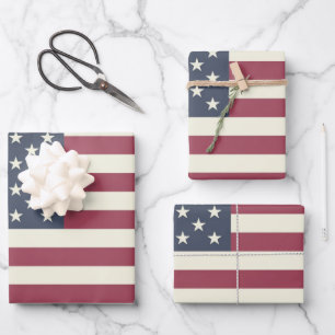 Feuilles papier d'emballage vintage American flag