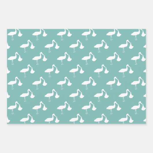 Feuilles papier d'enrobage de Baby shower de cigog (Devant 3)