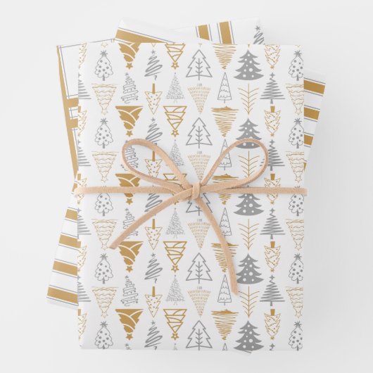 Feuilles papier d'enveloppement d'arbre de Noël or (En situation)