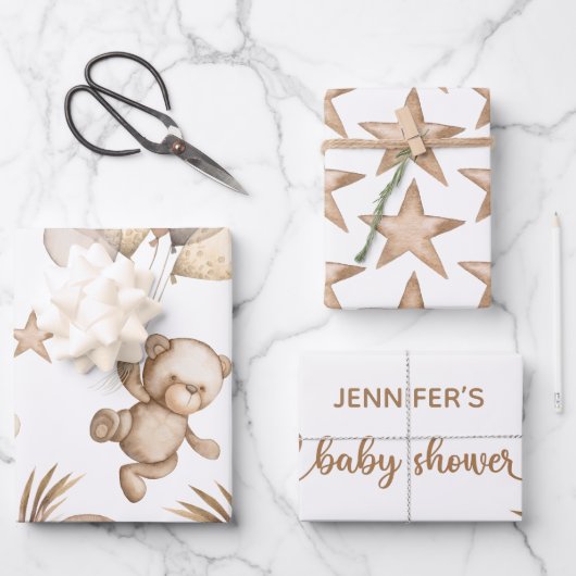 Feuilles papier d'enveloppement de Baby shower d'o (Recto)