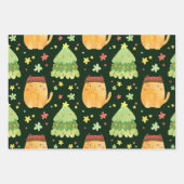 Feuilles papier d'enveloppement de Noël de chat (Devant 3)