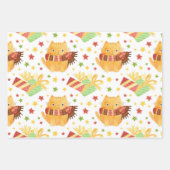 Feuilles papier d'enveloppement de Noël de chat (Devant 2)