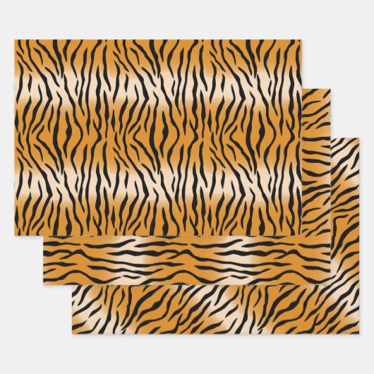 Feuilles papier d'enveloppement Motif de tigres (Lot)