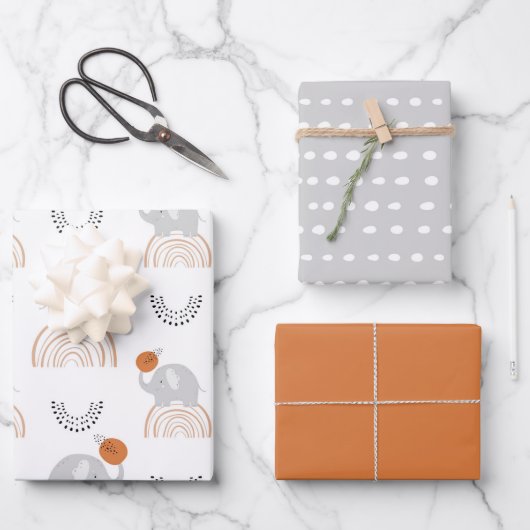 Feuilles papier d'enveloppement Motif des éléphant (Recto)