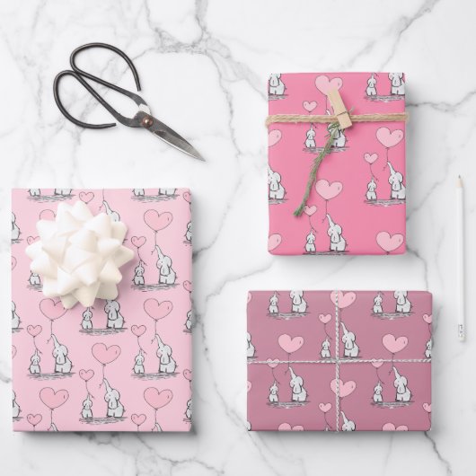 Feuilles papier enveloppant design Elephant Love (Recto)