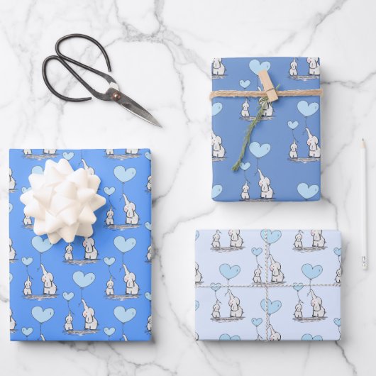 Feuilles papier enveloppant design Elephant Love (Recto)