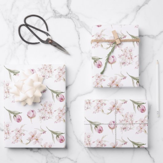 Feuilles papier enveloppant en fleurs de cerisier (Recto)