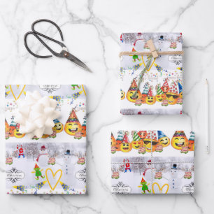 Feuilles papier enveloppant Joyeux Noël Anniversai