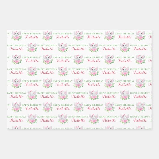 Feuilles papier enveloppant l'éléphant d'anniversa (Devant)