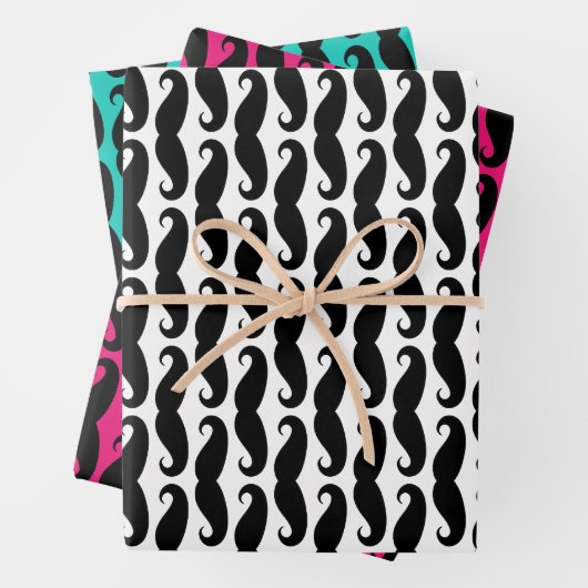 Feuilles papier motif enveloppant de moustache noi (En situation)