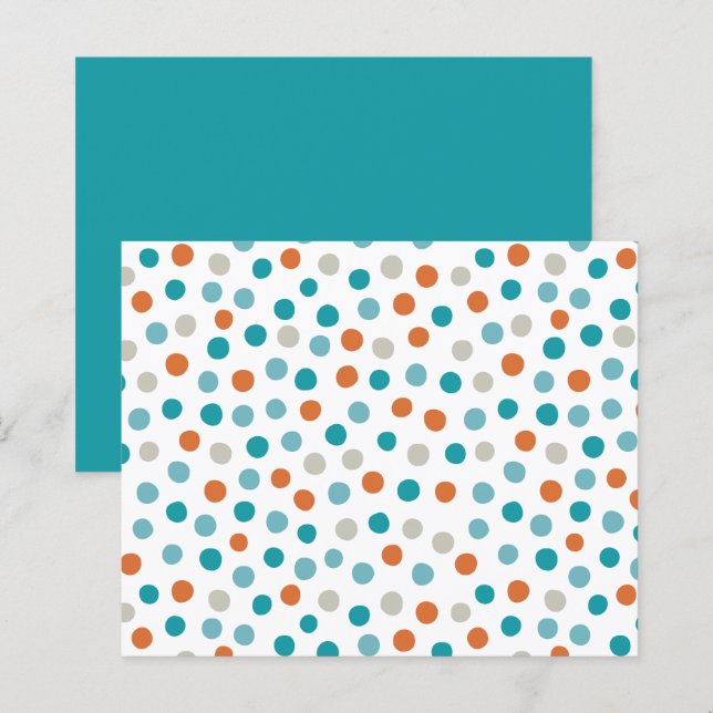 Feuilles papier turquoises, bleues et pois orange (Devant / Derrière)
