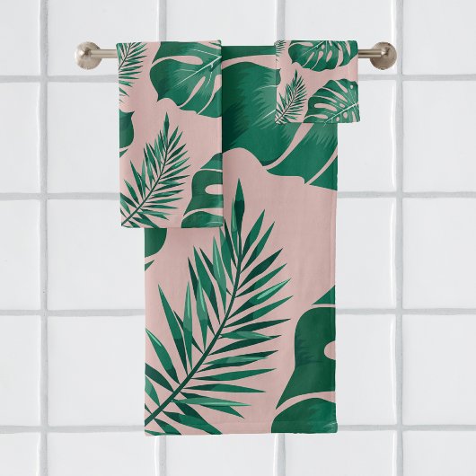 Feuilles Pink & Green Palm sans couture Motif