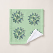 Feuilles Plantes succulents modernes sur vert clai (Gant de toilette)