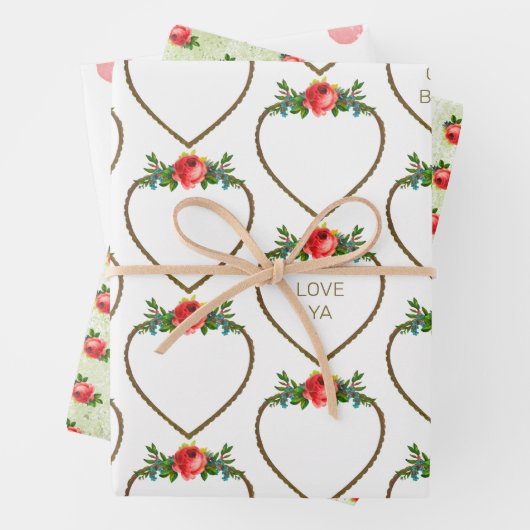 Feuilles plats en papier d'enveloppement de coeur (En situation)