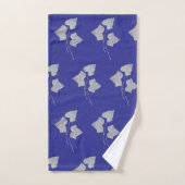 Feuilles qui tombent Bleu profond (Serviette à main)