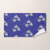 Feuilles qui tombent Bleu profond (Serviette à main)