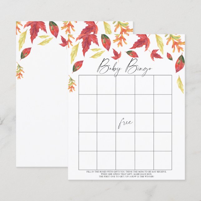 Feuilles qui tombent - Jeu de Bingo bébé (Devant / Derrière)