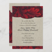 Feuilles riches en tissu rouge et Faire-part de ma (Devant / Derrière)