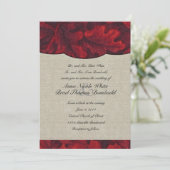 Feuilles riches en tissu rouge et Faire-part de ma (Debout devant)