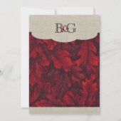 Feuilles riches en tissu rouge et Faire-part de ma (Dos)