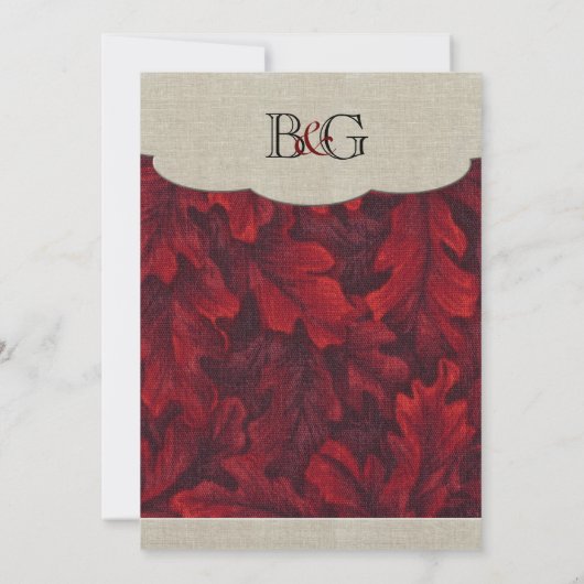 Feuilles riches en tissu rouge et Faire-part de ma (Dos)
