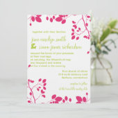 Feuilles roses -Belles invitations de mariage (Debout devant)