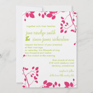 Feuilles roses -Belles invitations de mariage