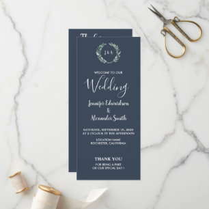 Feuilles rustiques sur le programme de mariage ble