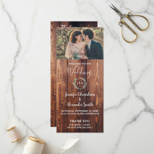 Feuilles rustiques sur le programme de mariage pho
