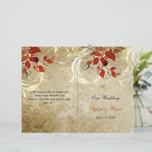 Feuilles rustiques tombent bi-pli Programme de mar (Debout devant)