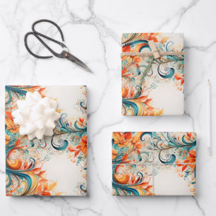 Feuilles sarcelle et orange