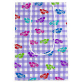 Feuilles sur En vichy sac cadeau moyen (Dos)