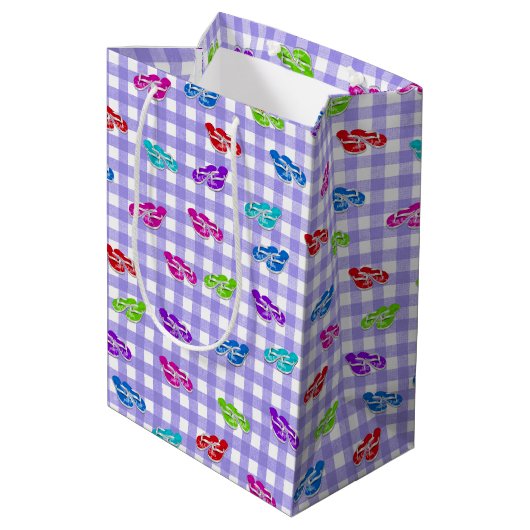 Feuilles sur En vichy sac cadeau moyen (Dos Angle)