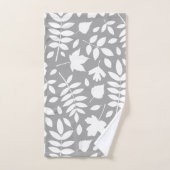Feuilles tombés Lg Motif blanc sur gris (Serviette à main)