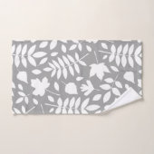 Feuilles tombés Lg Motif blanc sur gris (Serviette à main)