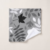 Feuilles tombés Lg Motif Monochrome sur Grey (Gant de toilette)