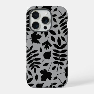 Feuilles tombés Lg Motif noir sur gris