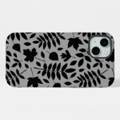 Feuilles tombés Lg Motif noir sur gris (Verso Horizontal)