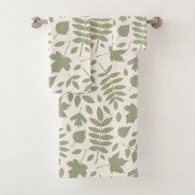 Feuilles tombés Lg Motif Vert sur la crème