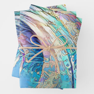 Feuilles tourbillonnants colorés de fleurs exotiqu