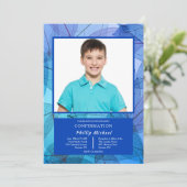 Feuilles transparentes Invitation photo bleue (Debout devant)