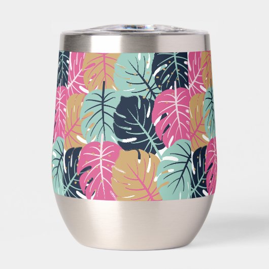 Feuilles Tropical Palm en rose et bleu | (Avant)
