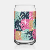 Feuilles Tropical Palm en rose et bleu | Verre (Recto)
