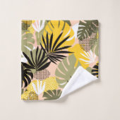 Feuilles Tropicales Abstraites Modernes & Points (Gant de toilette)
