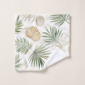 Feuilles tropicales coquillages de plage (Gant de toilette)
