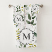 Feuilles tropicales de eucalyptus vert monogrammée (En situation)