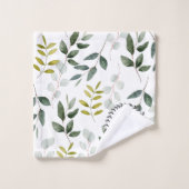 Feuilles tropicales de eucalyptus vert monogrammée (Gant de toilette)