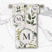 Feuilles tropicales de eucalyptus vert monogrammée