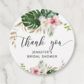 Feuilles tropicales, étiquette de faveur de douche (Devant)